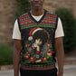 Angela Davis Merry Christmas Knitted V-Neck Vest Ugly Christmas Pattern Civil Rights Black History