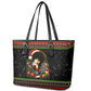 Angela Davis Merry Christmas Leather Tote Bag Ugly Christmas Pattern Civil Rights Black History