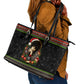 Angela Davis Merry Christmas Leather Tote Bag Ugly Christmas Pattern Civil Rights Black History