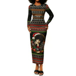 Angela Davis Merry Christmas Long Sleeve Bodycon Dress Ugly Christmas Pattern Civil Rights Black History