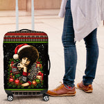 Angela Davis Merry Christmas Luggage Cover Ugly Christmas Pattern Civil Rights Black History