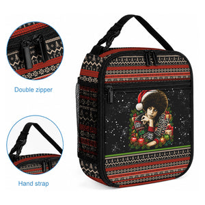 Angela Davis Merry Christmas Lunch Bag Ugly Christmas Pattern Civil Rights Black History