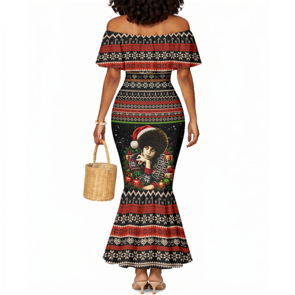 Angela Davis Merry Christmas Mermaid Dress Ugly Christmas Pattern Civil Rights Black History