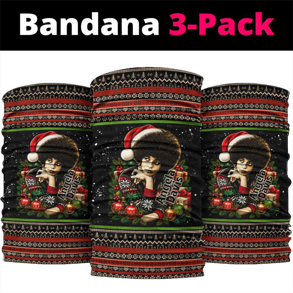 Angela Davis Merry Christmas Neck Gaiter Ugly Christmas Pattern Civil Rights Black History