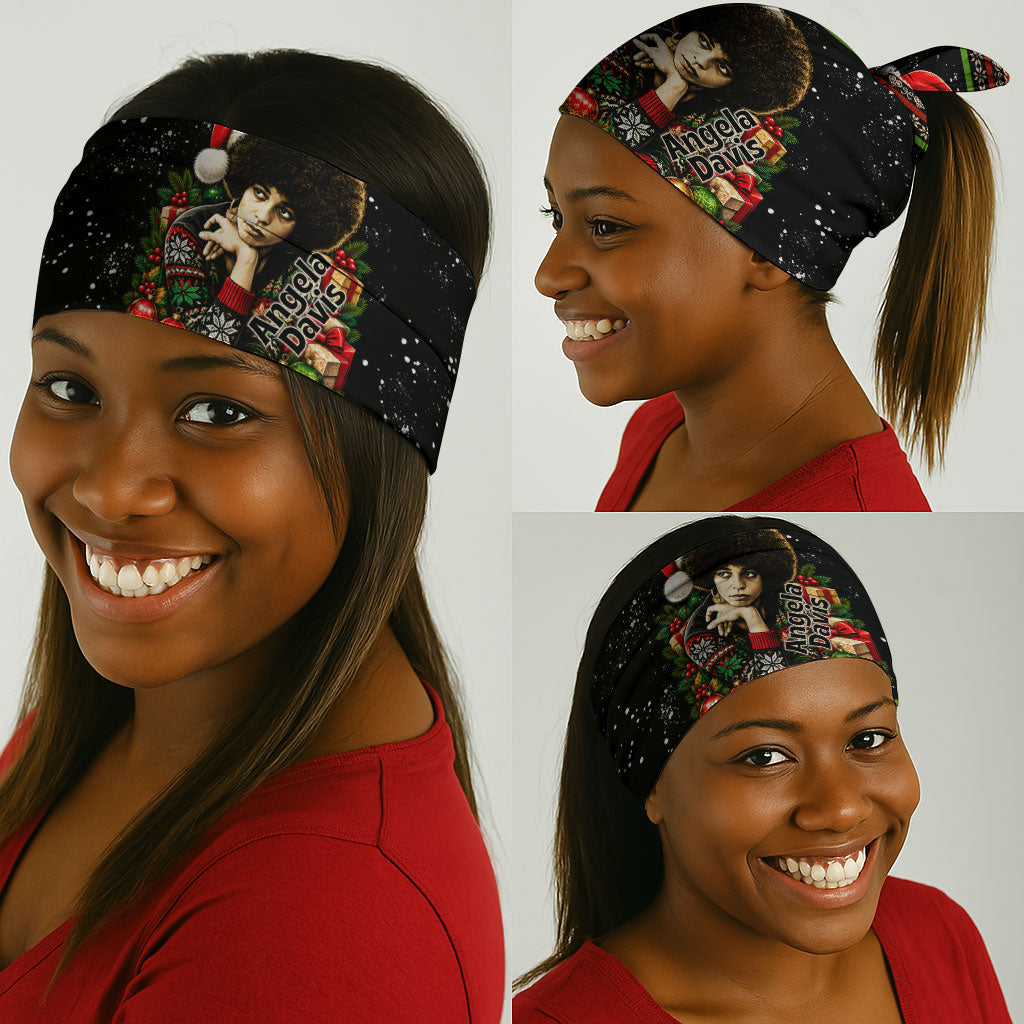 Angela Davis Merry Christmas Neck Gaiter Ugly Christmas Pattern Civil Rights Black History