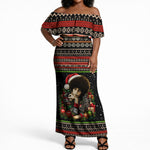Angela Davis Merry Christmas Off Shoulder Maxi Dress Ugly Christmas Pattern Civil Rights Black History