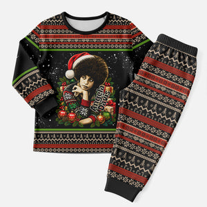 Angela Davis Merry Christmas Pajama Set Ugly Christmas Pattern Civil Rights Black History
