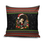 Angela Davis Merry Christmas Pillow Cover Ugly Christmas Pattern Civil Rights Black History