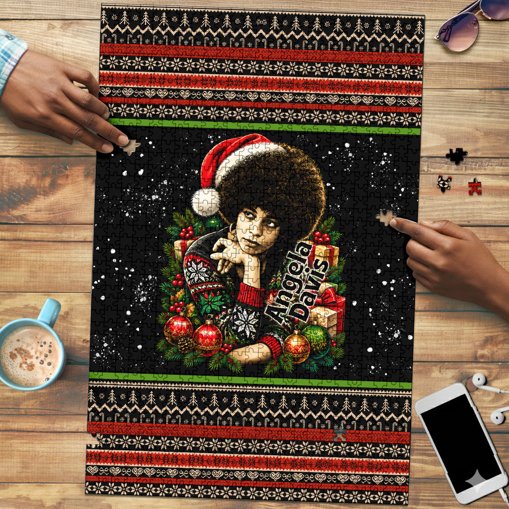 Angela Davis Merry Christmas Puzzle Ugly Christmas Pattern Civil Rights Black History