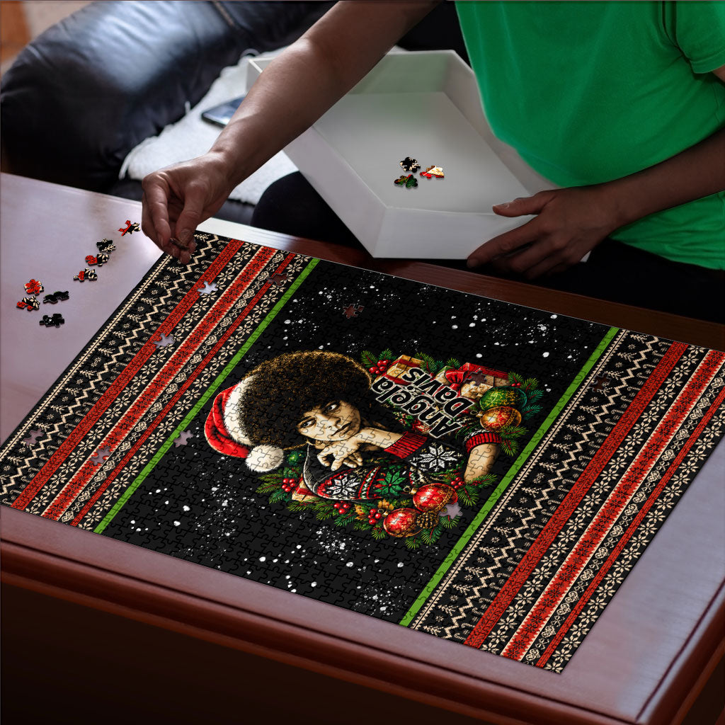 Angela Davis Merry Christmas Puzzle Ugly Christmas Pattern Civil Rights Black History