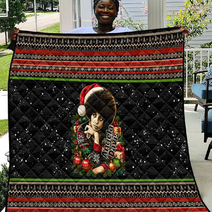 Angela Davis Merry Christmas Quilt Ugly Christmas Pattern Civil Rights Black History