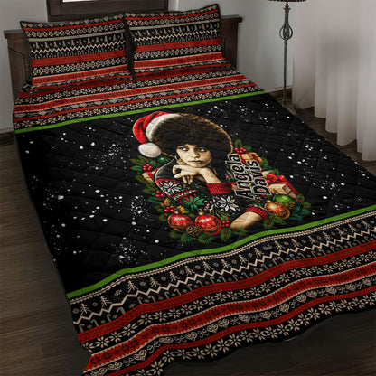 Angela Davis Merry Christmas Quilt Bed Set Ugly Christmas Pattern Civil Rights Black History
