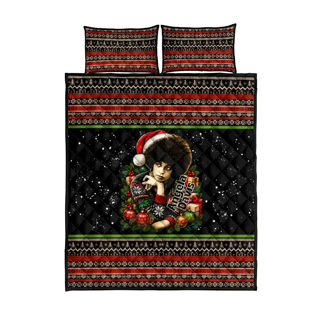 Angela Davis Merry Christmas Quilt Bed Set Ugly Christmas Pattern Civil Rights Black History
