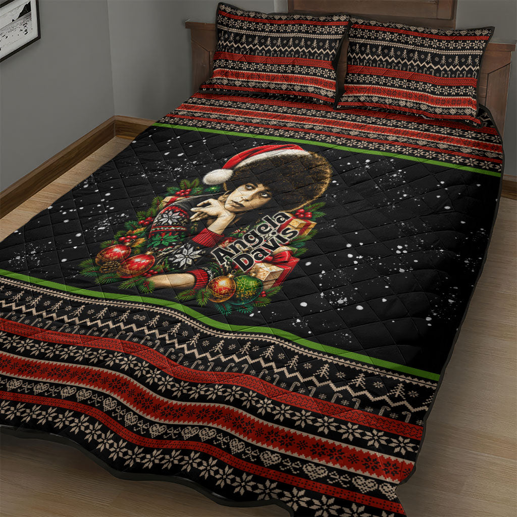 Angela Davis Merry Christmas Quilt Bed Set Ugly Christmas Pattern Civil Rights Black History