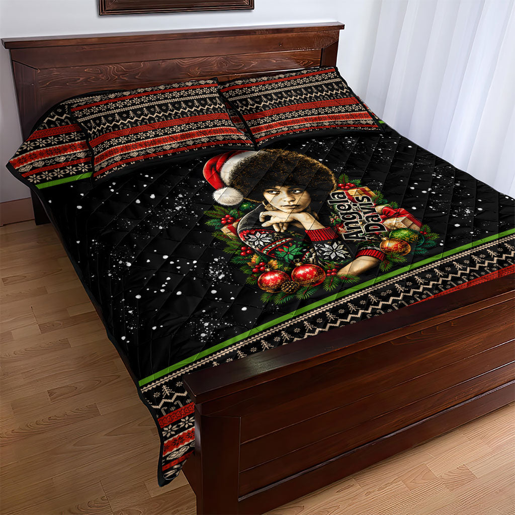Angela Davis Merry Christmas Quilt Bed Set Ugly Christmas Pattern Civil Rights Black History