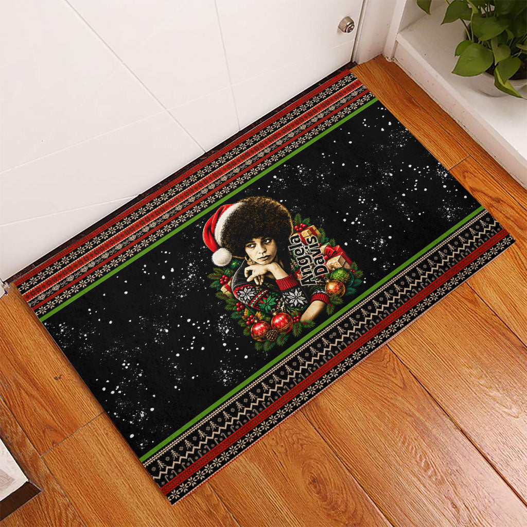 Angela Davis Merry Christmas Rubber Doormat Ugly Christmas Pattern Civil Rights Black History