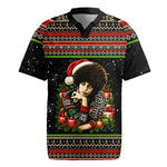 Angela Davis Merry Christmas Rugby Jersey Ugly Christmas Pattern Civil Rights Black History