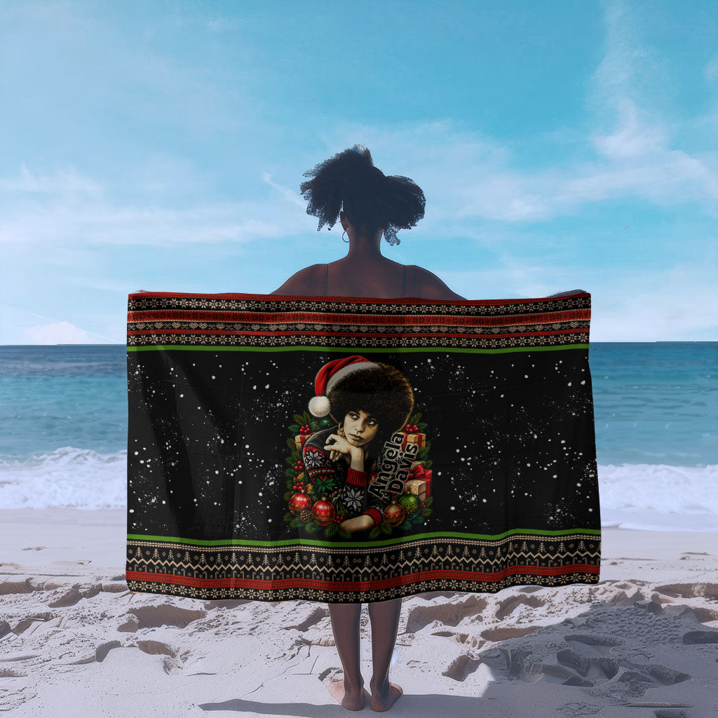 Angela Davis Merry Christmas Sarong Ugly Christmas Pattern Civil Rights Black History