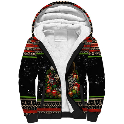 Angela Davis Merry Christmas Sherpa Hoodie Ugly Christmas Pattern Civil Rights Black History