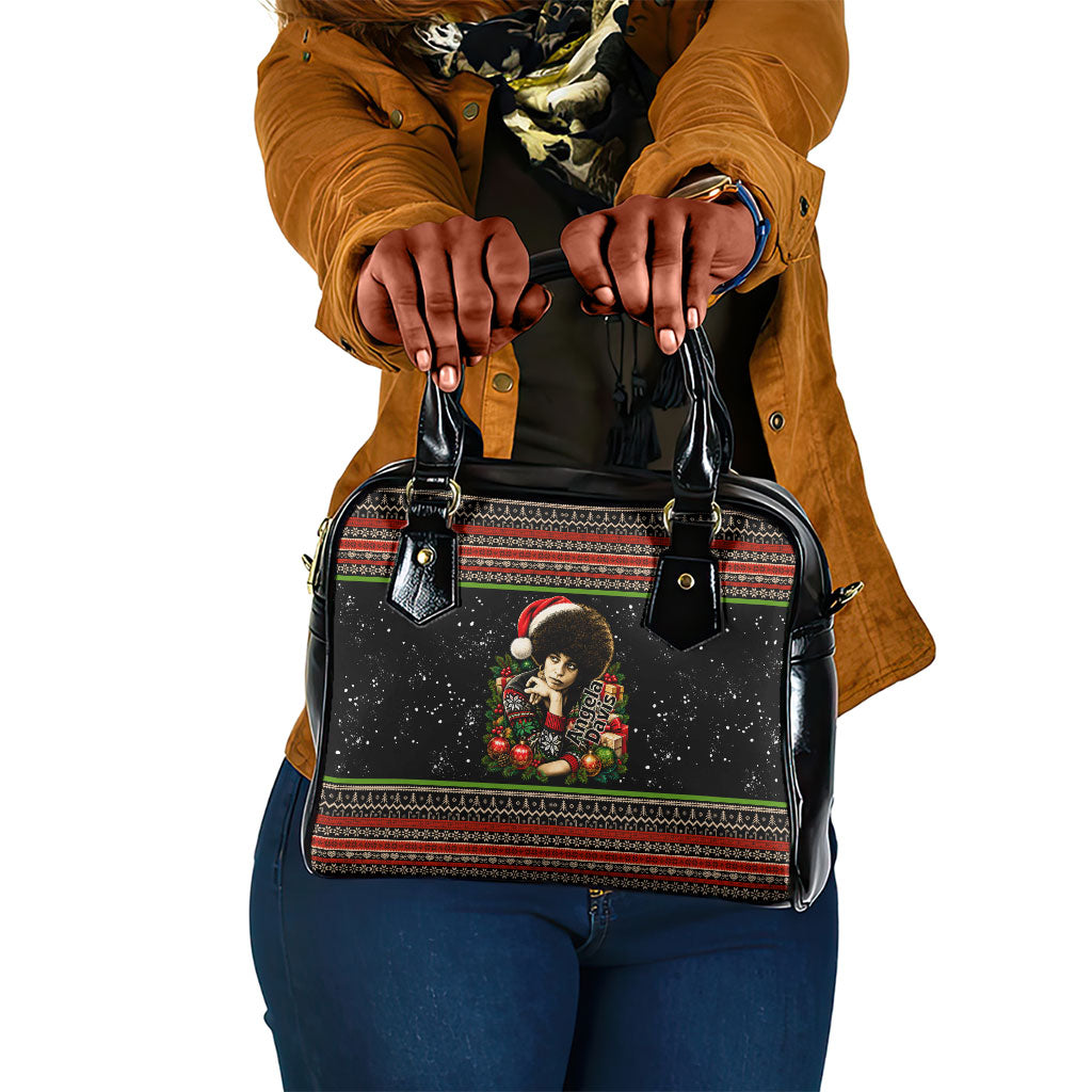 Angela Davis Merry Christmas Shoulder Handbag Ugly Christmas Pattern Civil Rights Black History