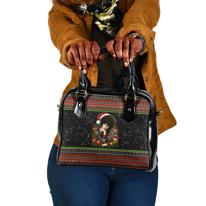 Angela Davis Merry Christmas Shoulder Handbag Ugly Christmas Pattern Civil Rights Black History