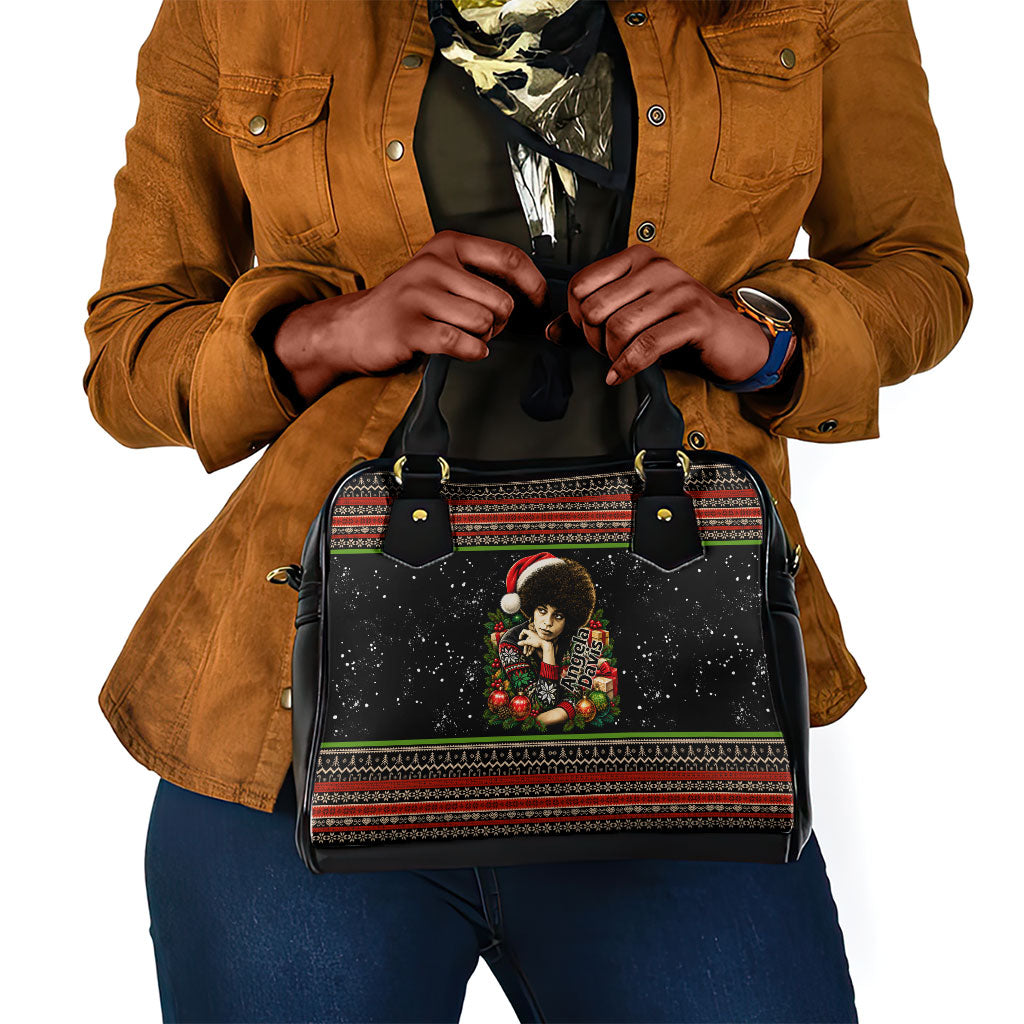 Angela Davis Merry Christmas Shoulder Handbag Ugly Christmas Pattern Civil Rights Black History
