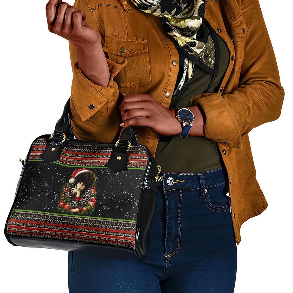 Angela Davis Merry Christmas Shoulder Handbag Ugly Christmas Pattern Civil Rights Black History
