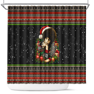 Angela Davis Merry Christmas Shower Curtain Ugly Christmas Pattern Civil Rights Black History