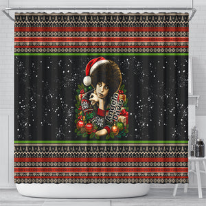 Angela Davis Merry Christmas Shower Curtain Ugly Christmas Pattern Civil Rights Black History