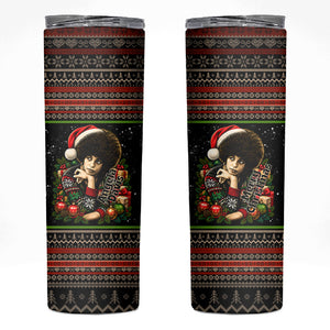 Angela Davis Merry Christmas Skinny Tumbler Ugly Christmas Pattern Civil Rights Black History