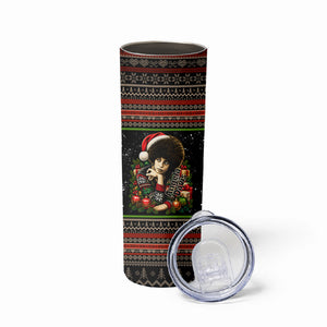 Angela Davis Merry Christmas Skinny Tumbler Ugly Christmas Pattern Civil Rights Black History
