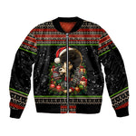 Angela Davis Merry Christmas Sleeve Zip Bomber Jacket Ugly Christmas Pattern Civil Rights Black History