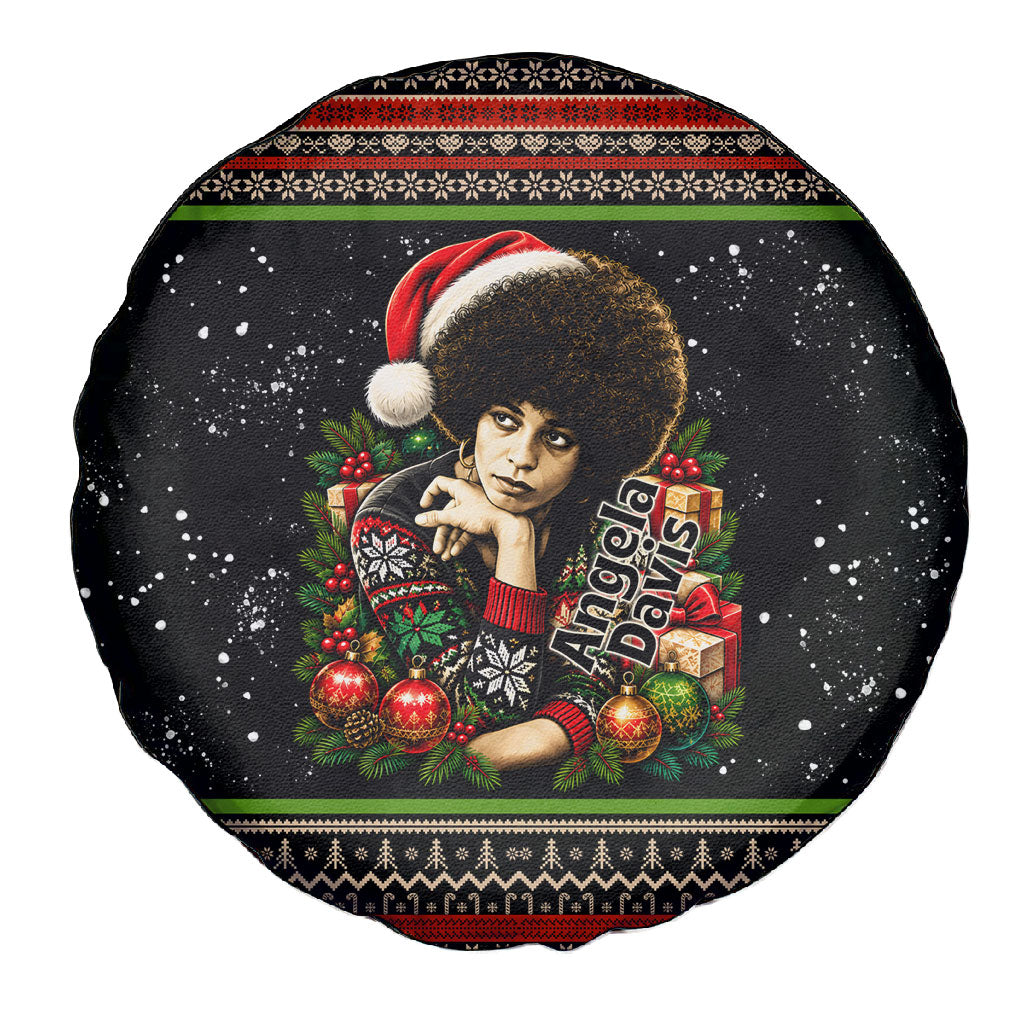 Angela Davis Merry Christmas Spare Tire Cover Ugly Christmas Pattern Civil Rights Black History