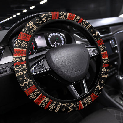 Angela Davis Merry Christmas Steering Wheel Cover Ugly Christmas Pattern Civil Rights Black History