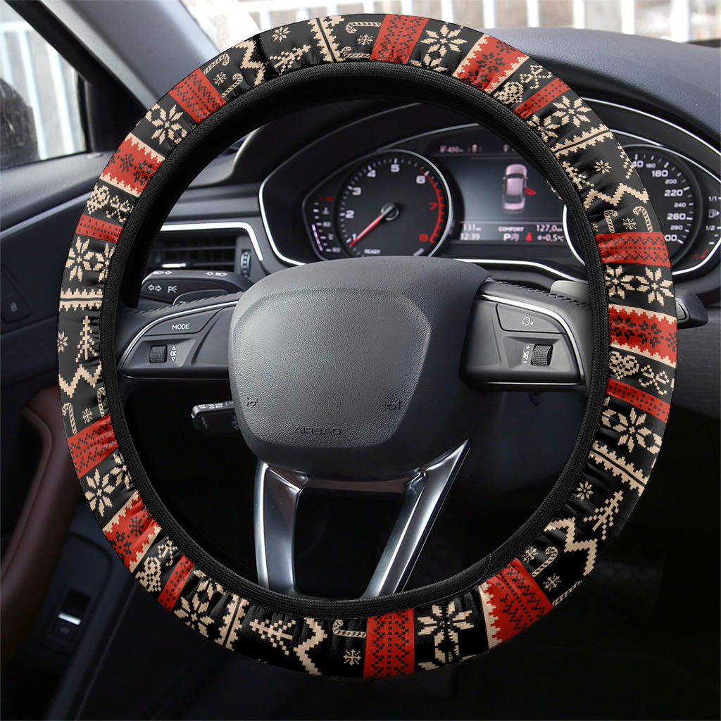 Angela Davis Merry Christmas Steering Wheel Cover Ugly Christmas Pattern Civil Rights Black History