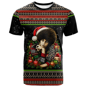 Angela Davis Merry Christmas T shirt Ugly Christmas Pattern Civil Rights Black History
