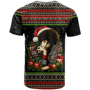 Angela Davis Merry Christmas T shirt Ugly Christmas Pattern Civil Rights Black History