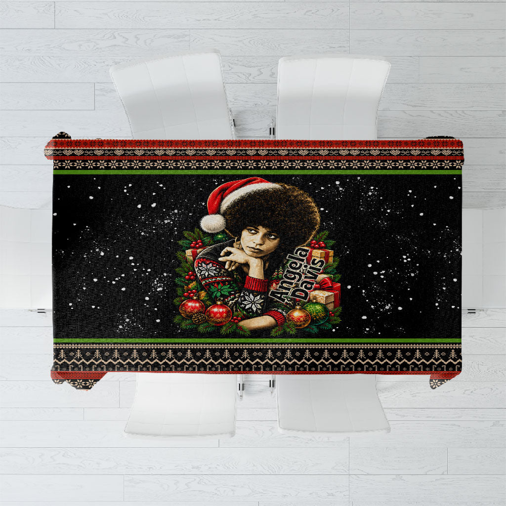 Angela Davis Merry Christmas Tablecloth Ugly Christmas Pattern Civil Rights Black History