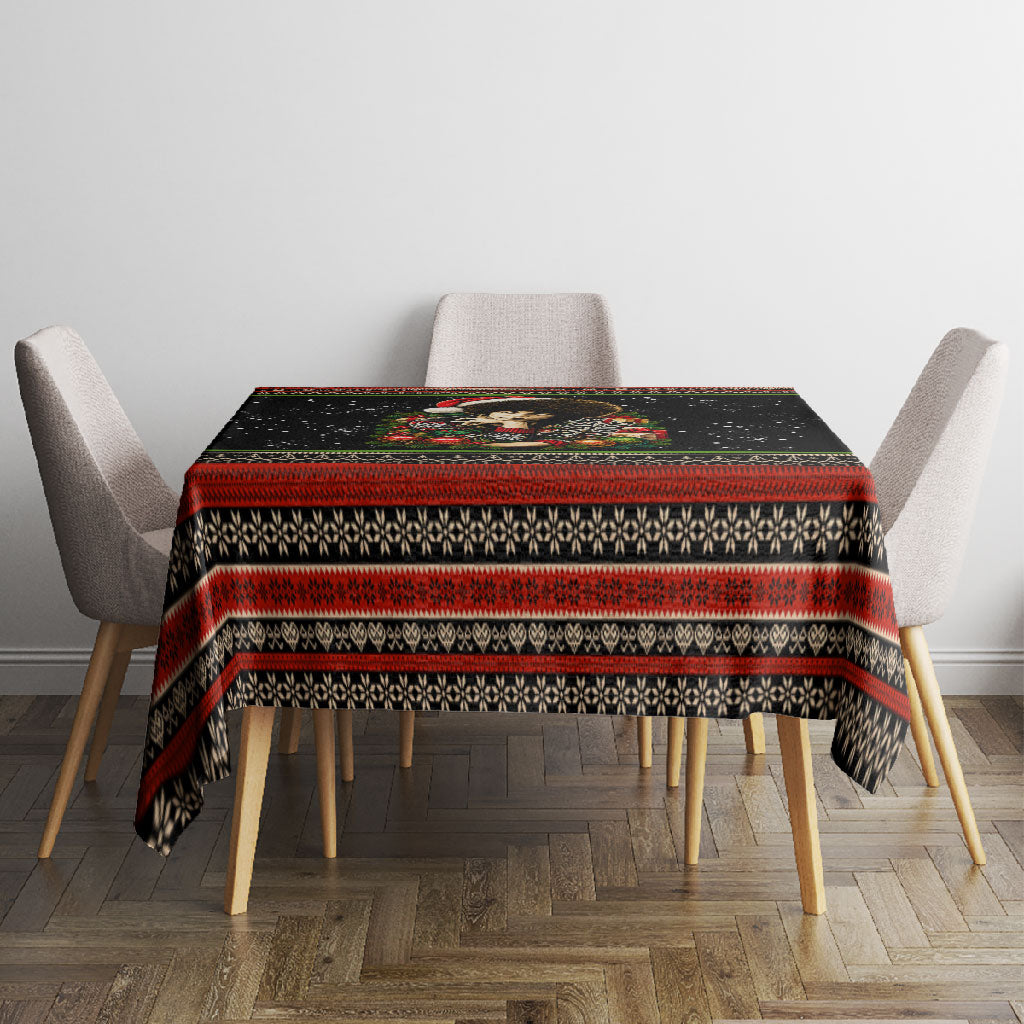 Angela Davis Merry Christmas Tablecloth Ugly Christmas Pattern Civil Rights Black History