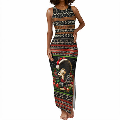 Angela Davis Merry Christmas Tank Maxi Dress Ugly Christmas Pattern Civil Rights Black History