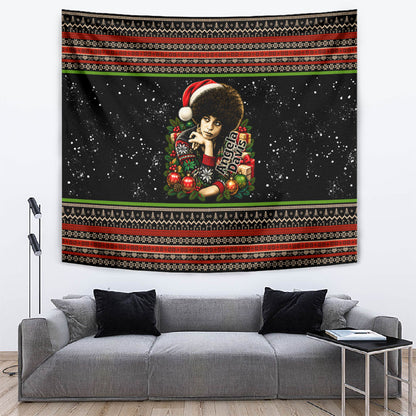 Angela Davis Merry Christmas Tapestry Ugly Christmas Pattern Civil Rights Black History