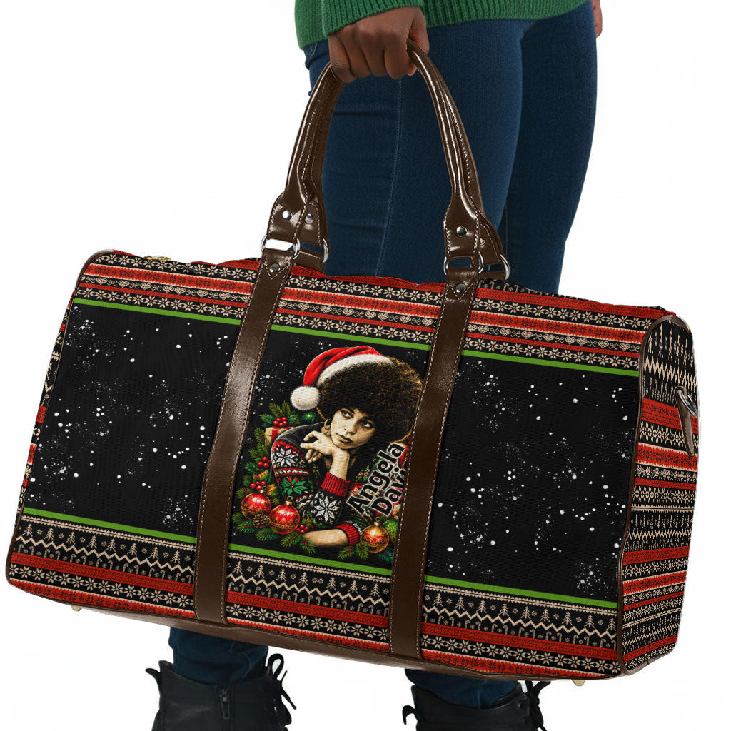Angela Davis Merry Christmas Travel Bag Ugly Christmas Pattern Civil Rights Black History