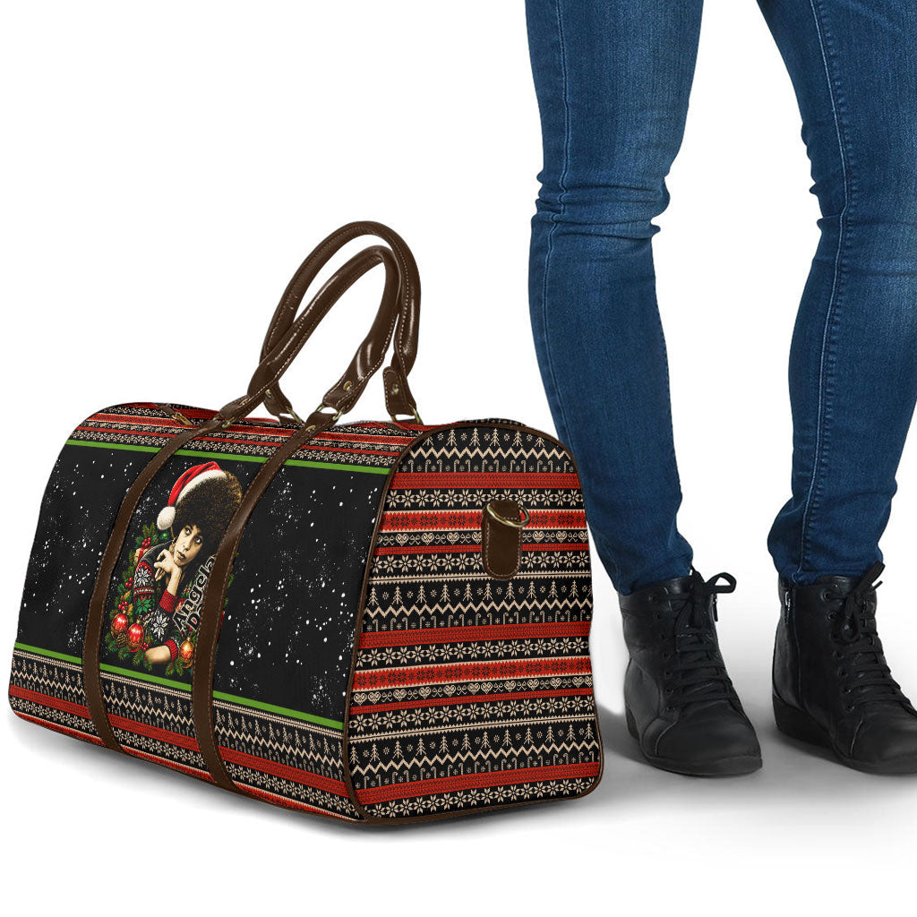 Angela Davis Merry Christmas Travel Bag Ugly Christmas Pattern Civil Rights Black History
