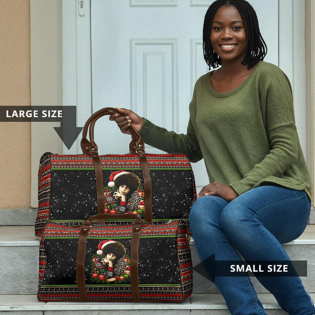 Angela Davis Merry Christmas Travel Bag Ugly Christmas Pattern Civil Rights Black History