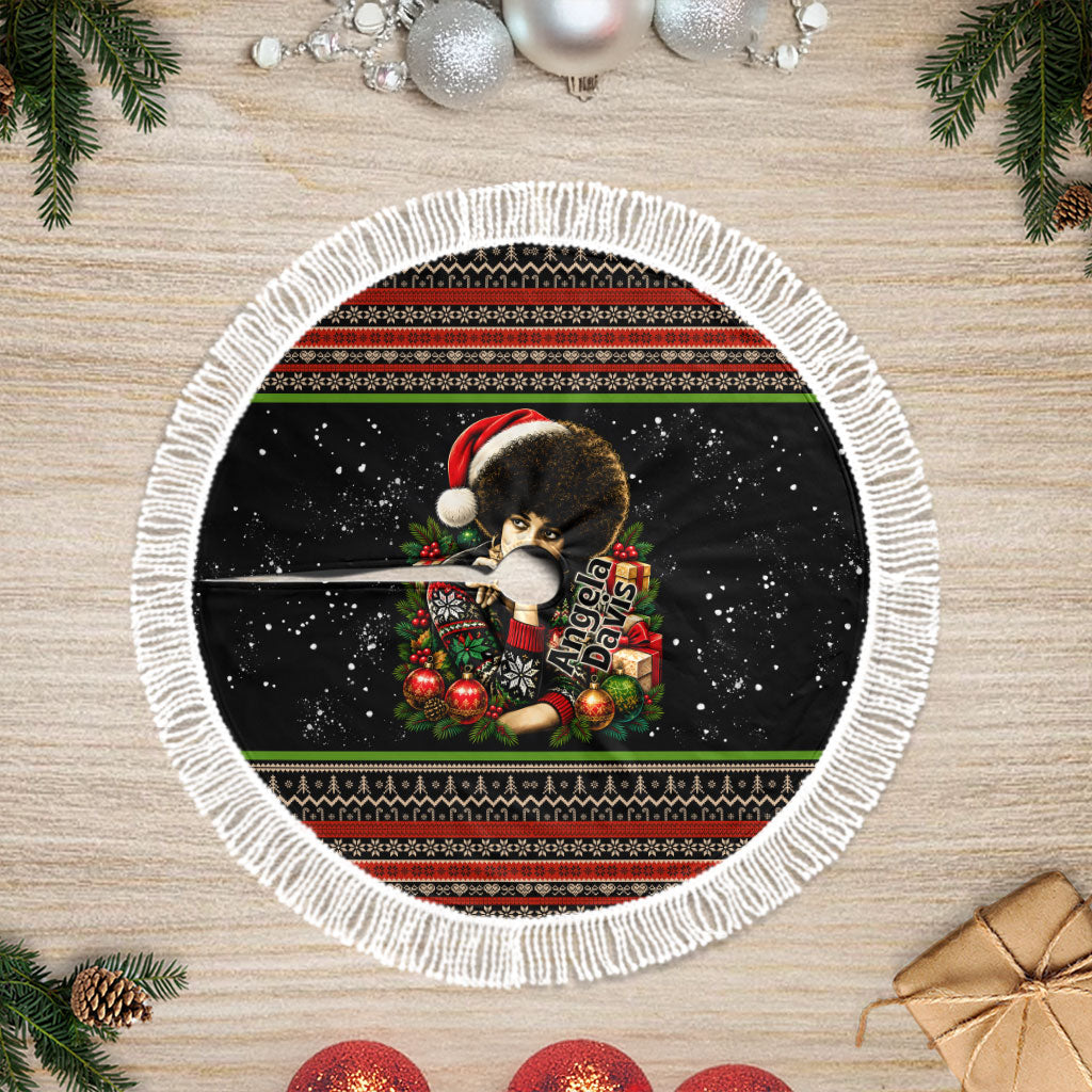 Angela Davis Merry Christmas Tree Skirt Ugly Christmas Pattern Civil Rights Black History