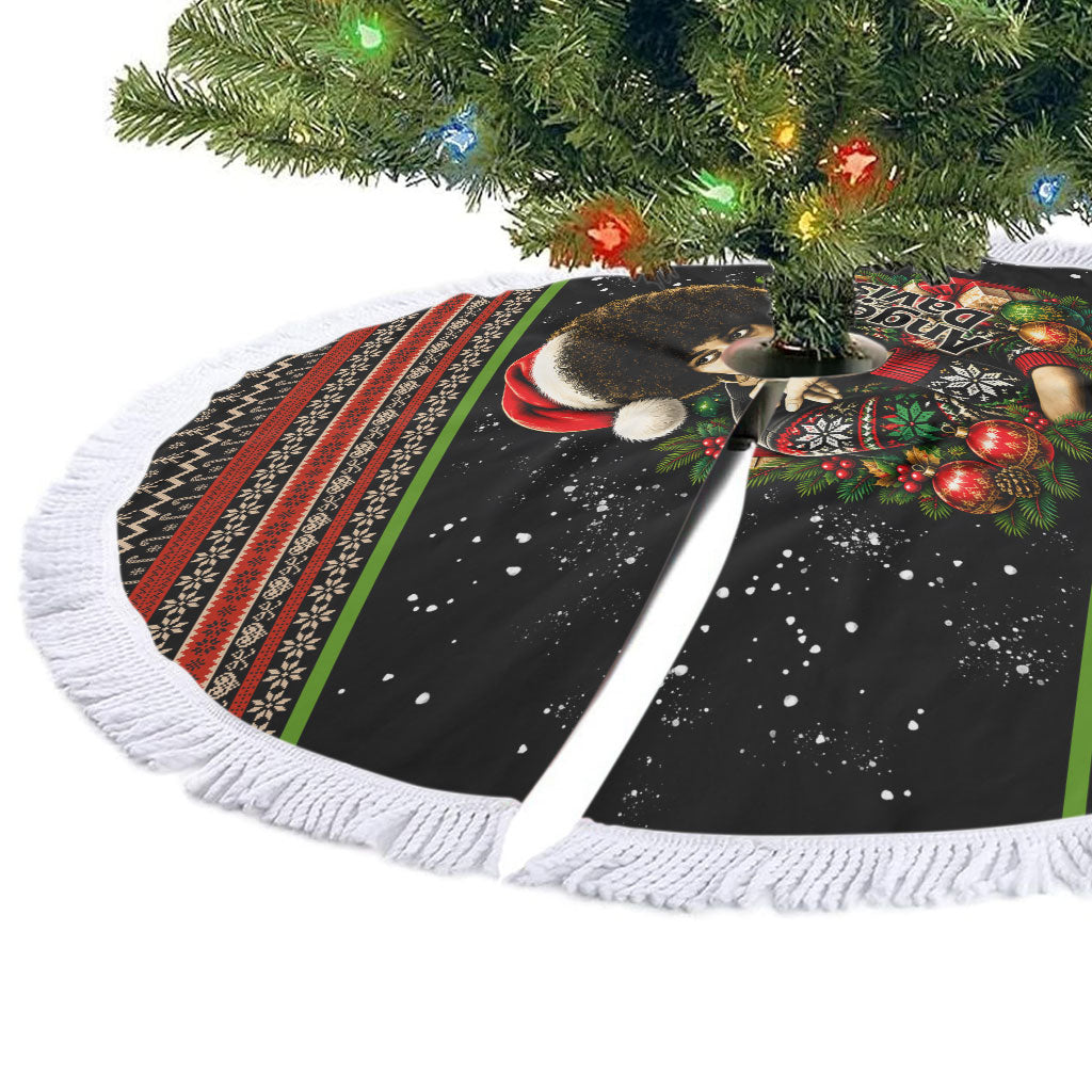 Angela Davis Merry Christmas Tree Skirt Ugly Christmas Pattern Civil Rights Black History