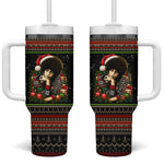 Angela Davis Merry Christmas Tumbler With Handle Ugly Christmas Pattern Civil Rights Black History