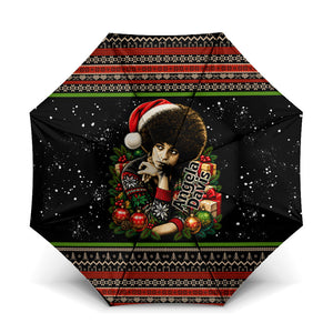 Angela Davis Merry Christmas Umbrella Ugly Christmas Pattern Civil Rights Black History