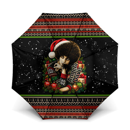 Angela Davis Merry Christmas Umbrella Ugly Christmas Pattern Civil Rights Black History