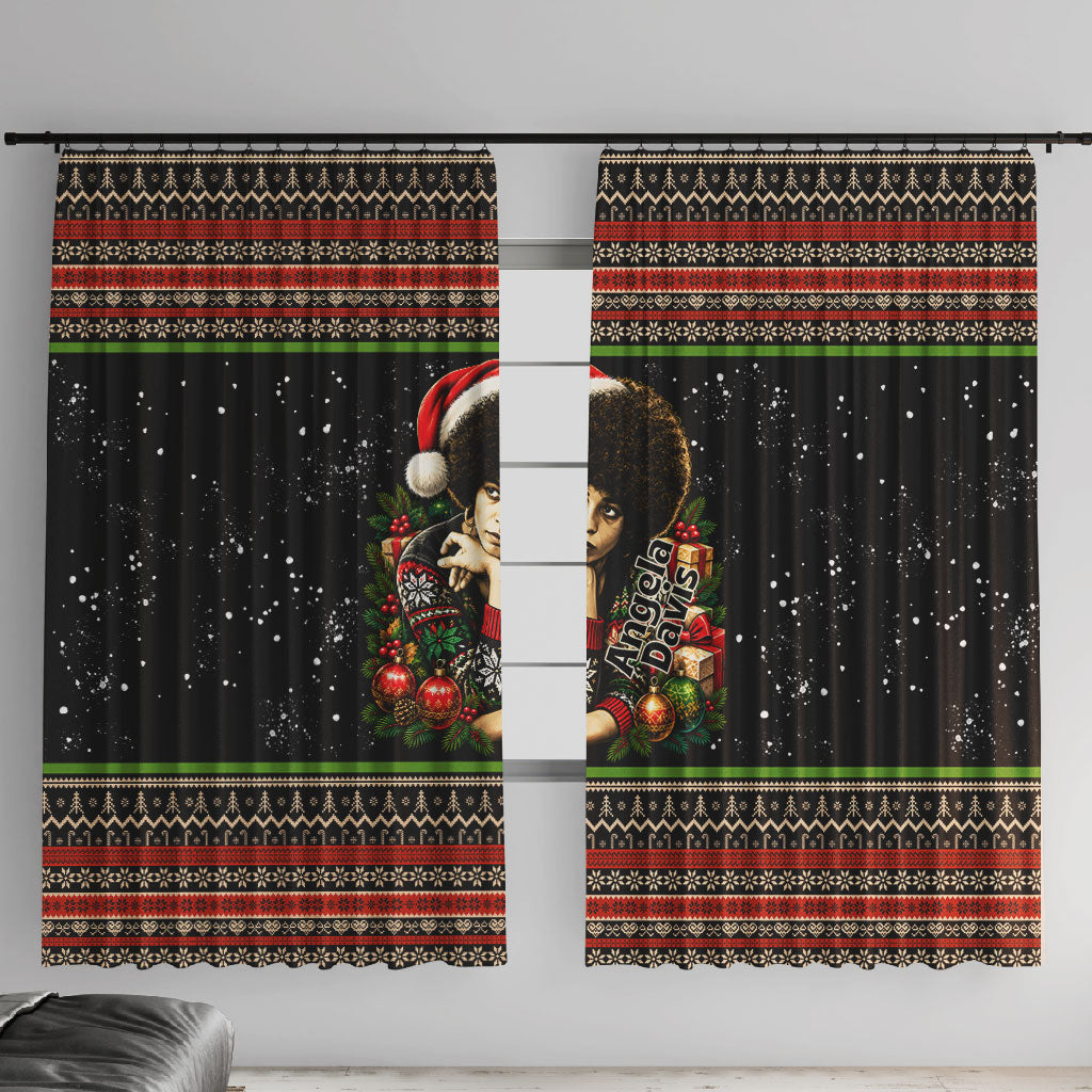 Angela Davis Merry Christmas Window Curtain Ugly Christmas Pattern Civil Rights Black History